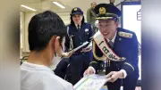 木村葵来選手が倉敷署一日署長に就任、交通安全を呼びかけ