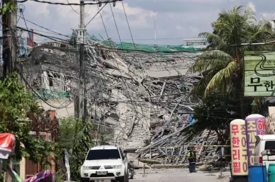 フィリピン・アンヘレスで建設中の9階建てビル倒壊、20人超救出も捜索継続