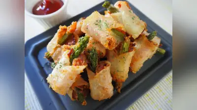 揚げ焼きでカリッと軽やか！ギョーザの皮で「ベーコンアスパラチーズ巻き」の簡単レシピ