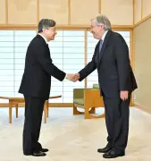 天皇陛下、国連グテレス事務総長と皇居で面会　加盟70周年を歓迎
