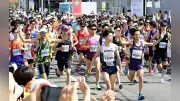 寒河江さくらんぼマラソンに黒田選手ら参加、原監督も激励