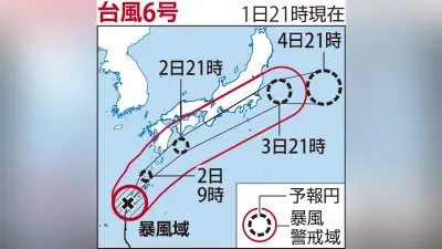 台風6号、沖縄本島を暴風域に巻き込み北上…3日にかけ西日本から東日本接近へ