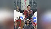 金沢百万石まつりに利家夫妻登場、観客に笑顔「加賀とび」披露も