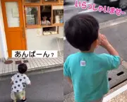 1歳のよちよち歩き→3歳で堂々接客 京都の和菓子店息子の成長動画が150万回再生