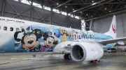 TDS25周年記念、日航特別機が羽田でお披露目 機体や座席カバーにミッキー