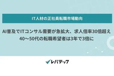 IT人材の転職希望者数が増加、40～50代は3年で3倍に
