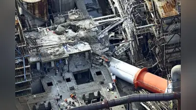 日本製紙八代工場、煙突倒壊で操業再開のめど立たず