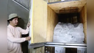 六甲山で3年ぶり「天然のクーラー」氷室開き、約10トンの氷で涼む