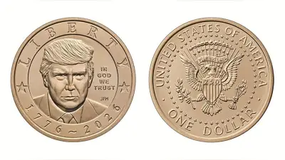 トランプ氏肖像の1ドル硬貨今秋発行、建国250年記念「神を信じる」刻印