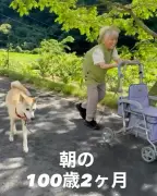 100歳2ヶ月おばあちゃんと愛犬のほのぼの散歩が話題「賢いなぁ」