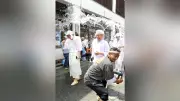 肘折温泉で開湯祭、みこしに湯を掛け合い無病息災願う