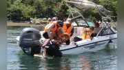 山中湖でボート衝突想定の水難救助訓練、夏休み前に安全対策強化