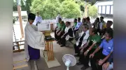 三嶋大祭り前に晴天祈願、ミストカー設置で暑さ対策