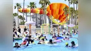ナガシマスパーランドのジャンボ海水プールが営業開始、家族連れで賑わう