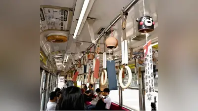 くまモン風鈴など44個飾った風鈴電車、熊本地震の被災地支援で運行開始