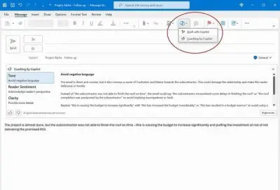 Outlook ClassicのCopilotボタン、リボンメニューに配置へ