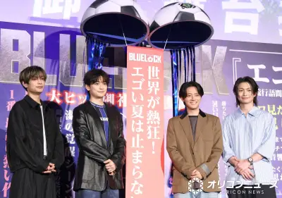 高橋文哉、サプライズMCで舞台あいさつ盛り上げる 櫻井海音はでんぐり返しで登場