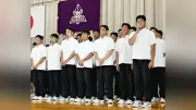 花巻東が甲子園８強報告会、主将「悔いない大会」全校生徒から拍手