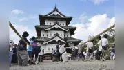 弘前城天守、11年ぶり天守台へ 市民ら綱引きで約400トン移動