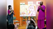 被爆2世の高山博子さん、インド人画家と平和テーマにライブ制作