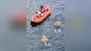 長良川でライフジャケット着用の川流れ体験 正しい着用法や危険箇所学ぶ