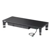サンワサプライ、USBハブ内蔵で引き出し付きのディスプレイ台「MR-LC806BK」を発売