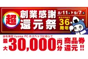 ユニットコム、会員限定「超 創業感謝 還元祭」開始 最大3万円分還元