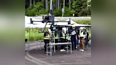 巨大地震想定の総合防災訓練、ドローン初使用で道路復旧訓練…岐阜・下呂市