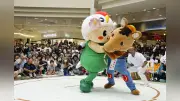 ゆるキャラ相撲、頭が外れると失格…「デカわさ」が優勝