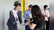 ヴィクトリーナ姫路・野末朋那選手が一日署長、自転車の安全呼びかけ