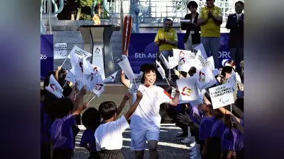 アジアパラ大会聖火リレー開始、増田明美さんがファーストランナー