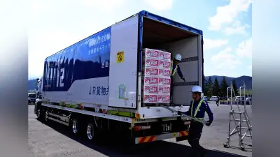 ＪＡつがる弘前など、自動運転トラックと鉄道でリンゴ輸送の実証開始