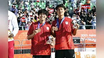 アジア大会ビーチバレー男子、黒沢・水町組が銅メダル獲得