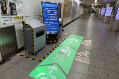 東京メトロ、千代田線北千住駅で床面投影による混雑平準化の実証開始
