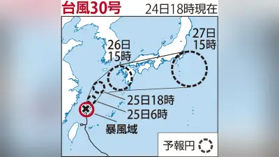 台風30号、26日にも九州上陸か 西日本から東日本で大雨の見込み