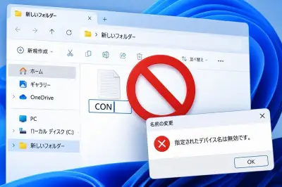 Windows 11で「CON」ファイル名が使えない理由、MS-DOS以来の制限を解説