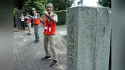 佐賀・基山町の「国境石」38年ぶり史実通りに再配置、道路拡幅でずれ修正
