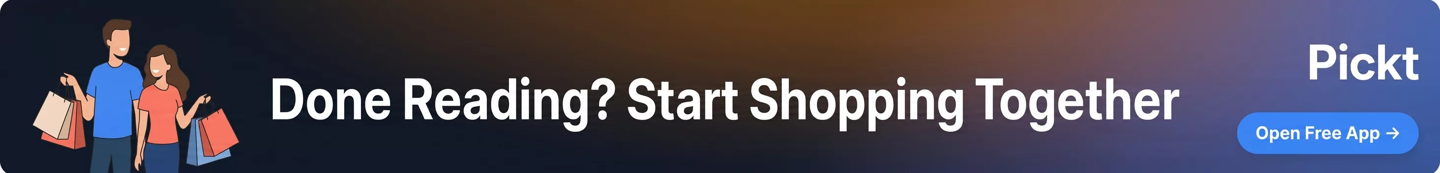 Pickt記事後バナー — 家族イラスト付きの共同買い物リストアプリ